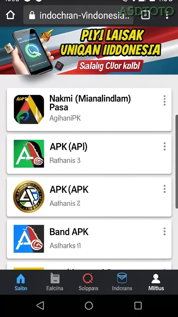 Cuplikan layar NABUNG77 — halaman utama