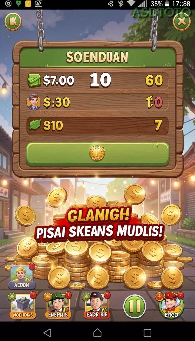 Cuplikan layar IDN777 — menu navigasi