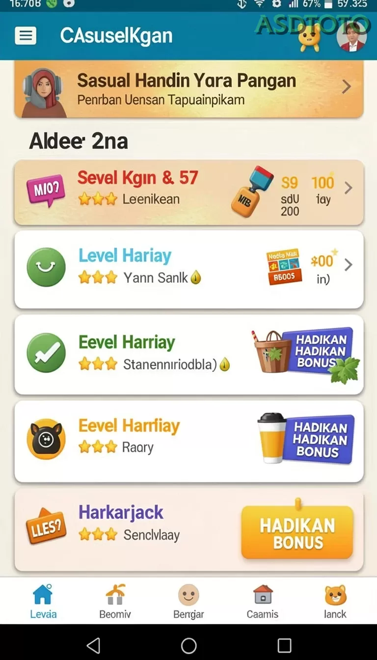 Cuplikan layar NABUNG77 — menu navigasi